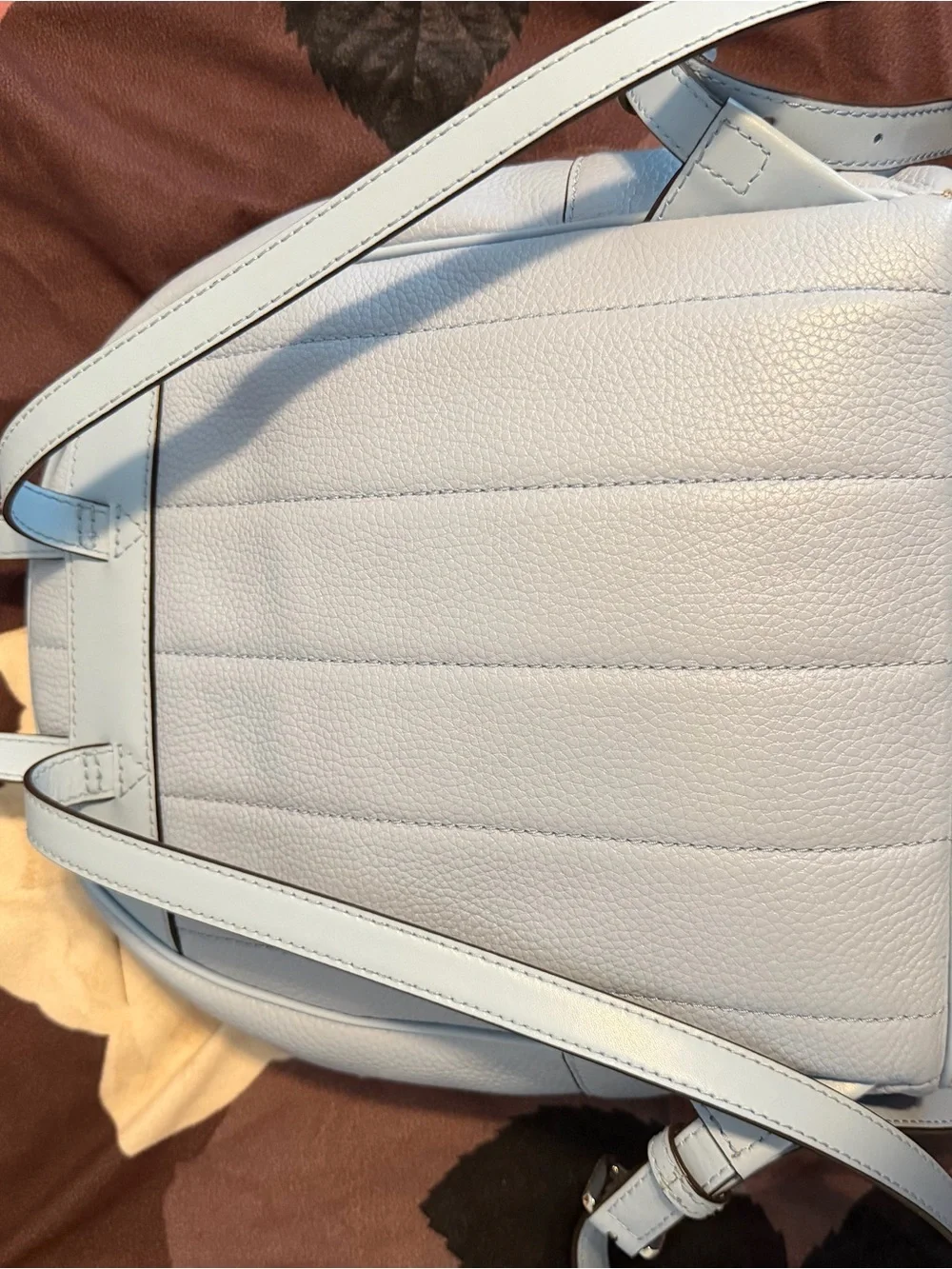 Michael Kors White Pebbled Leather Stud Accent Mini Backpack Crossbody